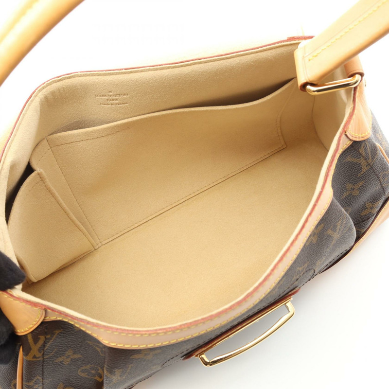 LOUIS VUITTON Beverly MM Monogram 單肩包 M40121 PVC 塗層帆布皮革棕色二手女士包-2