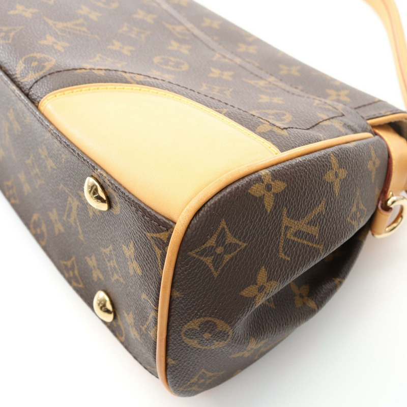 LOUIS VUITTON Beverly MM Monogram 單肩包 M40121 PVC 塗層帆布皮革棕色二手女士包-7