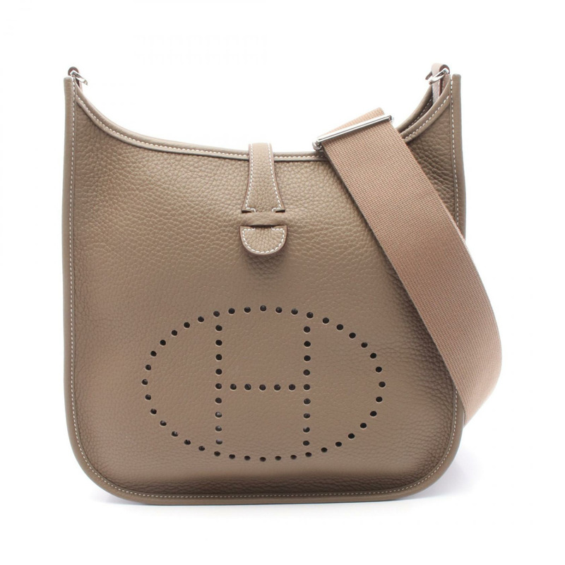 HERMES Evelyne 3 PM 肩斜背包 K Taurillon Clemence Etoupe 灰色 SHW-0