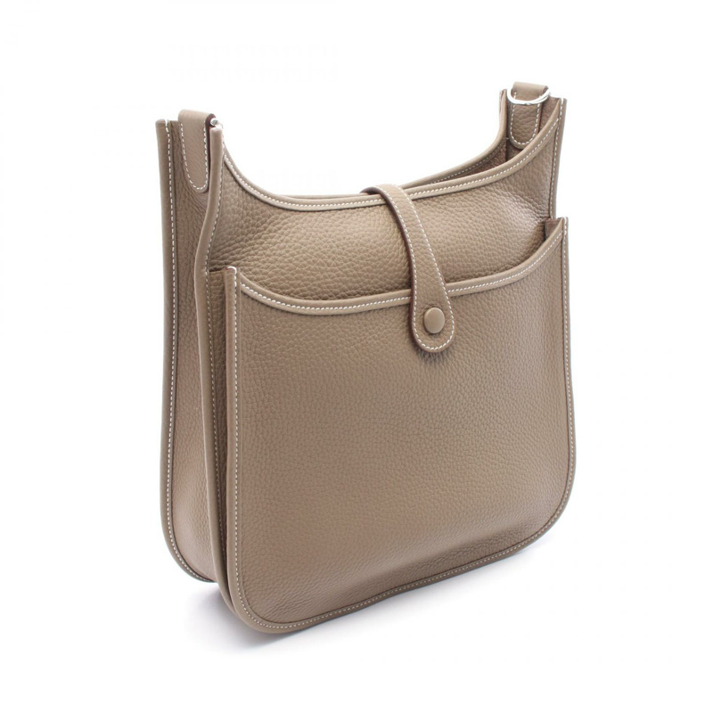 HERMES Evelyne 3 PM 肩斜背包 K Taurillon Clemence Etoupe 灰色 SHW-1