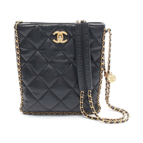 CHANEL 小型購物袋 Matelasse 鏈條單肩包 AS3470 小牛皮 黑色 GHW CC