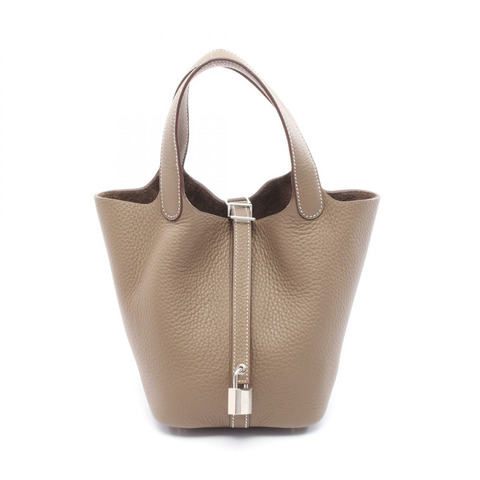HERMES Picotin Lock PM 手提包 K Taurillon Clemence Etoupe 灰色 SHW