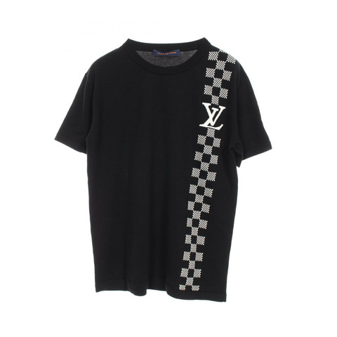 LOUIS VUITTON Damier 條紋提花 T 卹 RM211 ZLW HKN86W 棉質黑白男裝 L