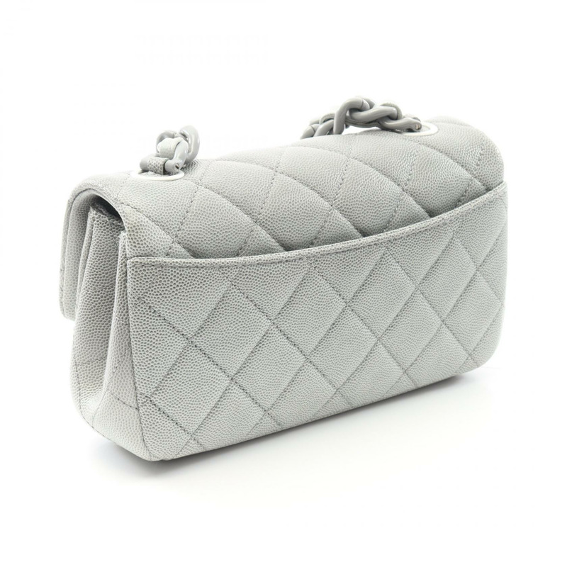 CHANEL 迷你 Matelasse 斜背包鏈條單肩包 AS4598 小牛皮 灰色 二手-1