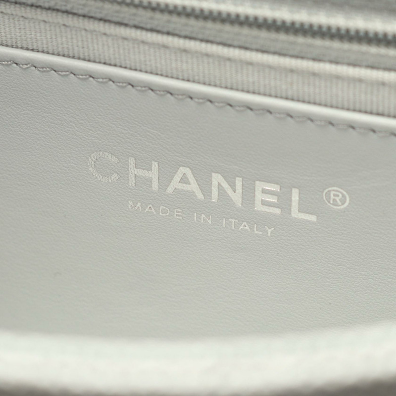 CHANEL 迷你 Matelasse 斜背包鏈條單肩包 AS4598 小牛皮 灰色 二手-3