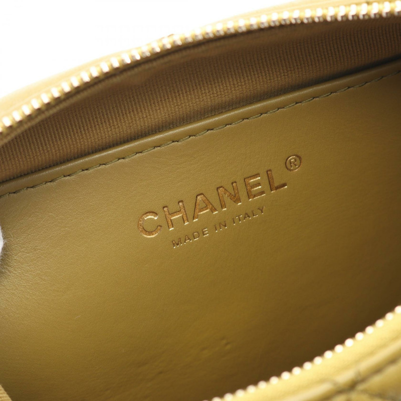 香奈兒 (CHANEL) 絎縫小號 Hobo 鏈條肩背包 AS3223 羊皮 卡其色 二手 CC-3