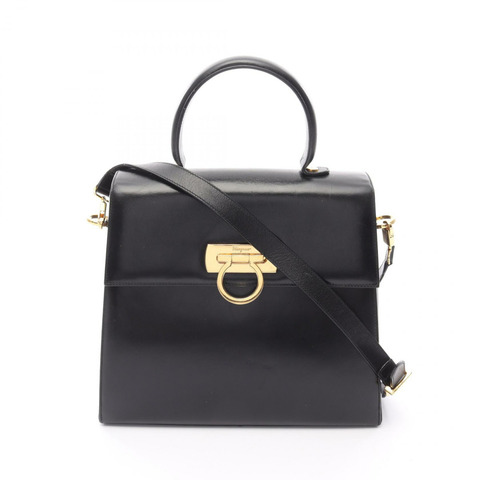 Salvatore Ferragamo Gancini 兩用單肩包 21 0536 皮革 黑色 二手 GHW