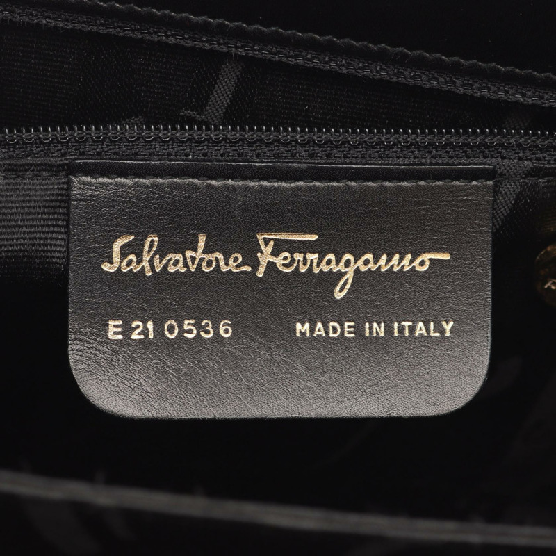 Salvatore Ferragamo Gancini 兩用單背包 21 0536 黑色皮革 二手 金色五金-3