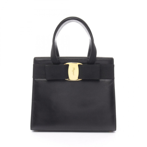 Salvatore Ferragamo Vara 緞帶 手提包 21 4178 皮革 黑色 二手 女士 GHW