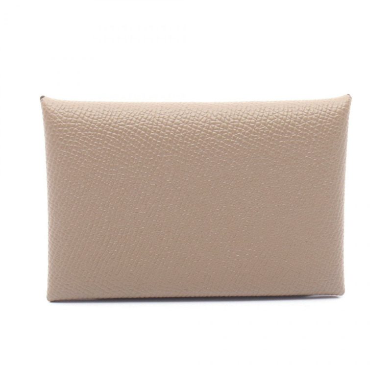 愛馬仕 Calvi 零錢包 B Epsom 棕色 Etoupe 灰色 二手 SHW-0