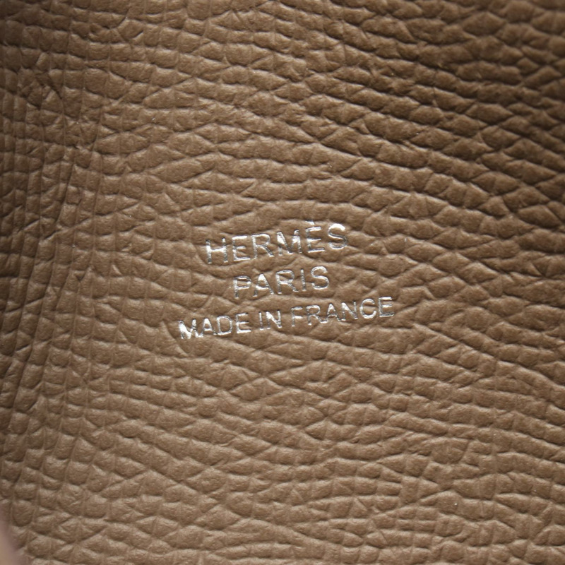 愛馬仕 Calvi 零錢包 B Epsom 棕色 Etoupe 灰色 二手 SHW-3