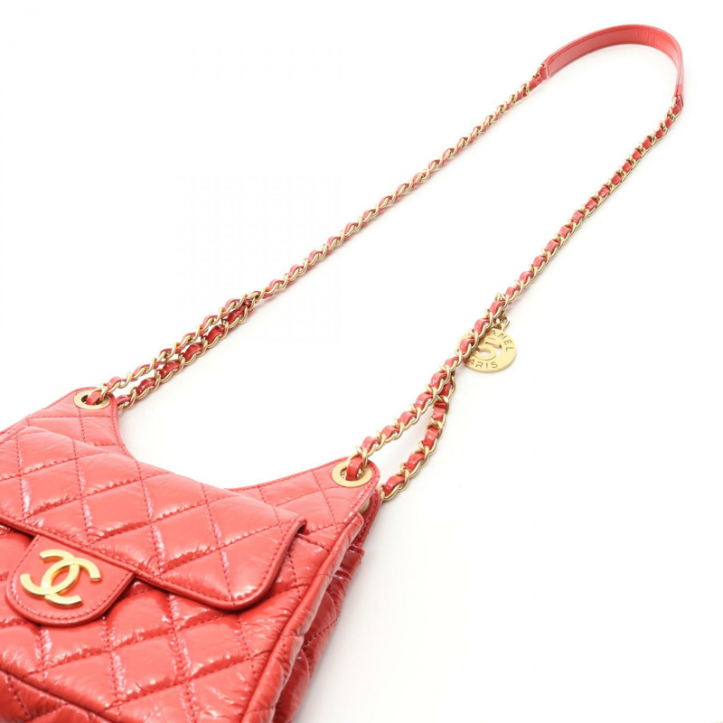 香奈兒 (CHANEL) Matelasse 小號 Hobo 鏈條肩背包 AS4322 漆皮粉紅 GHW CC-8