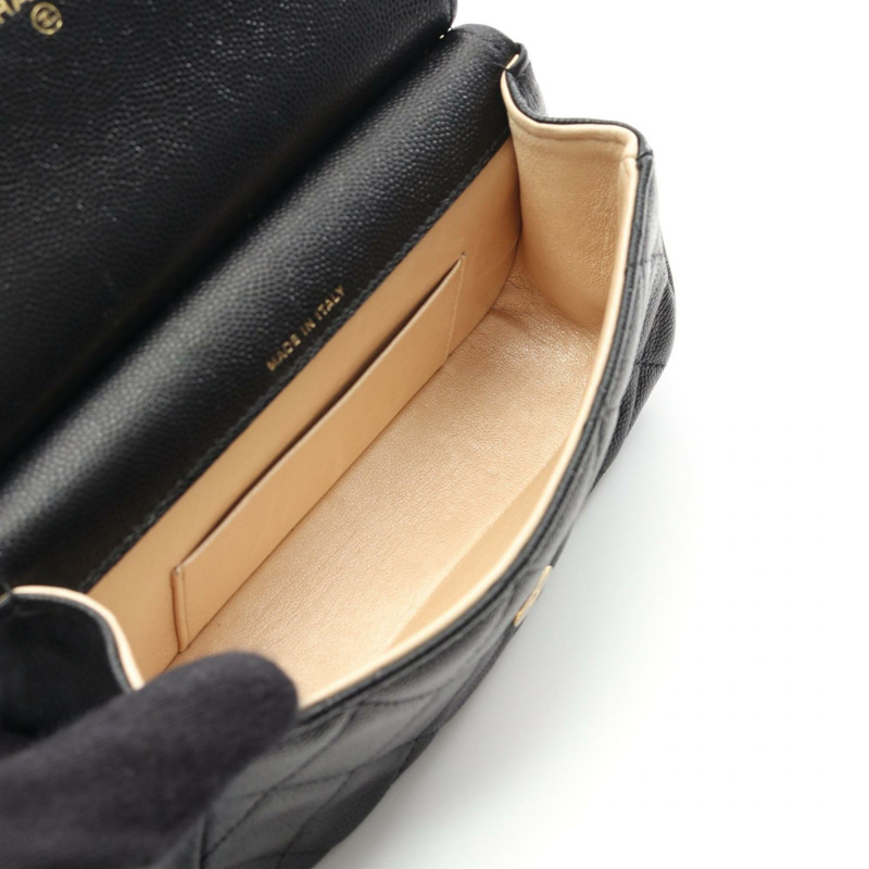 CHANEL 斜背包鏈條單肩包 小牛皮 黑色 GHW 二手 女款 CC-2