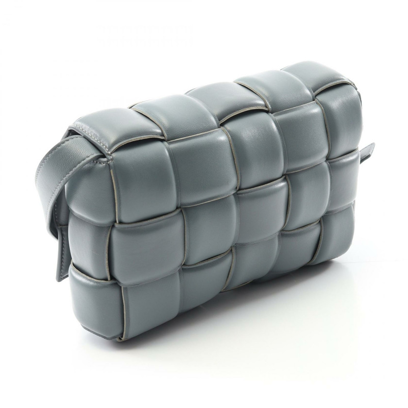 BOTTEGA VENETA 帶襯墊卡式編織單肩包 591970 小羊皮灰色 BV-1