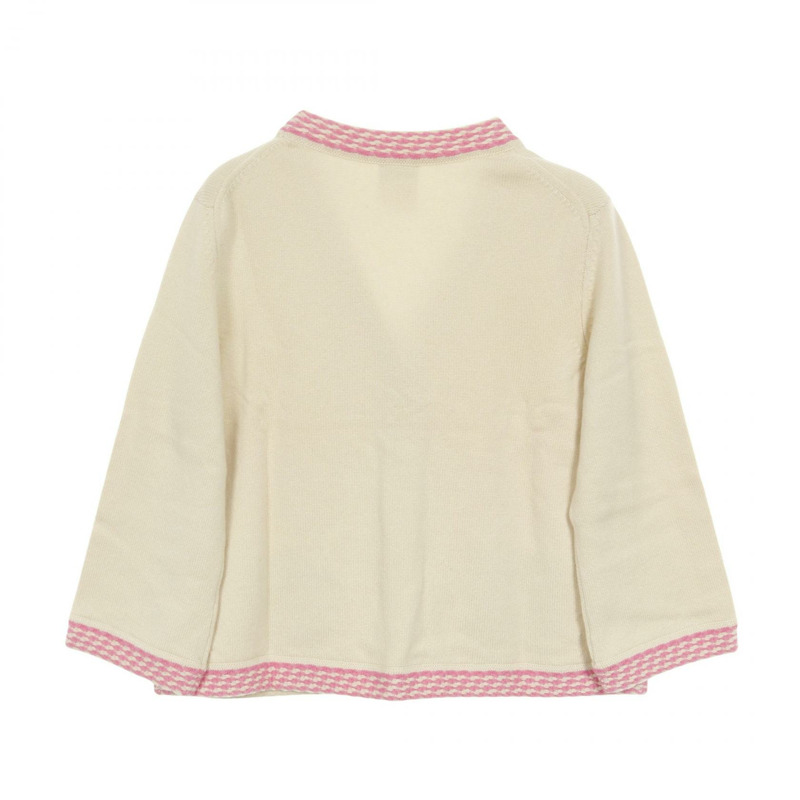 香奈兒針織開襟衫 P40294K02905 羊絨米色粉紅二手女款 42 碼-1