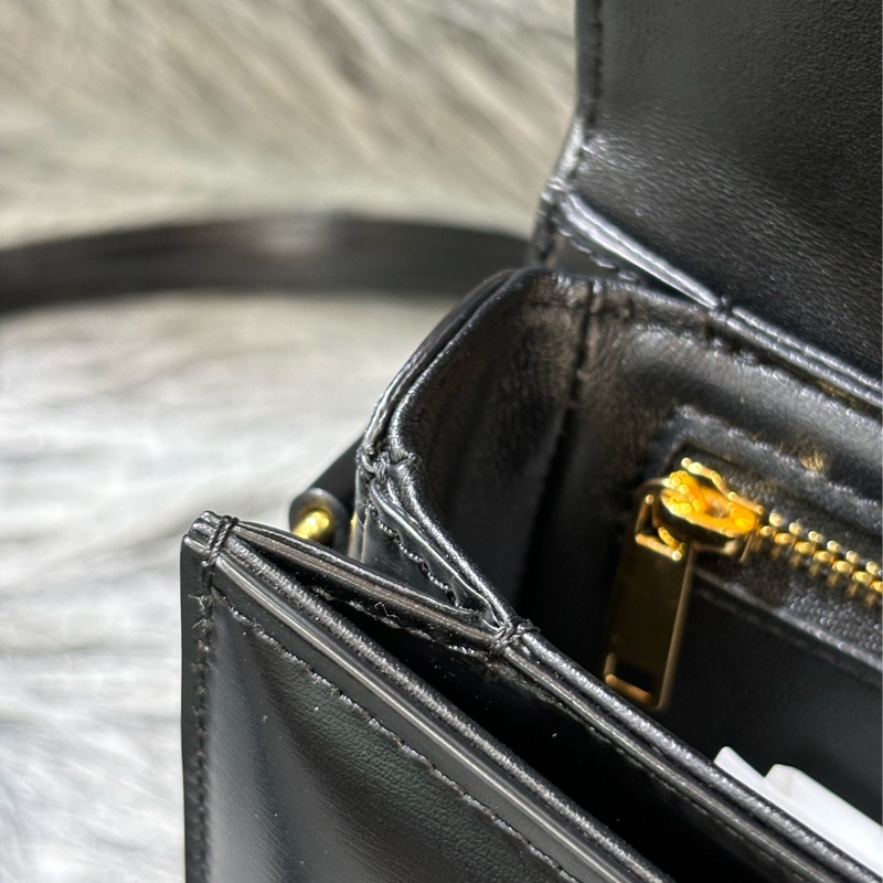 CELINE 110413 TEEN BESACE CLEA Box TRIOMPHE 凱旋門金釦 黑色牛皮 肩背包 斜背包手拿包-20