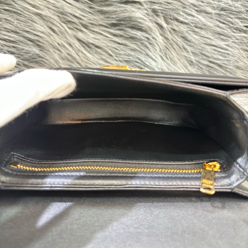 CELINE 110413 TEEN BESACE CLEA Box TRIOMPHE 凱旋門金釦 黑色牛皮 肩背包 斜背包手拿包-25