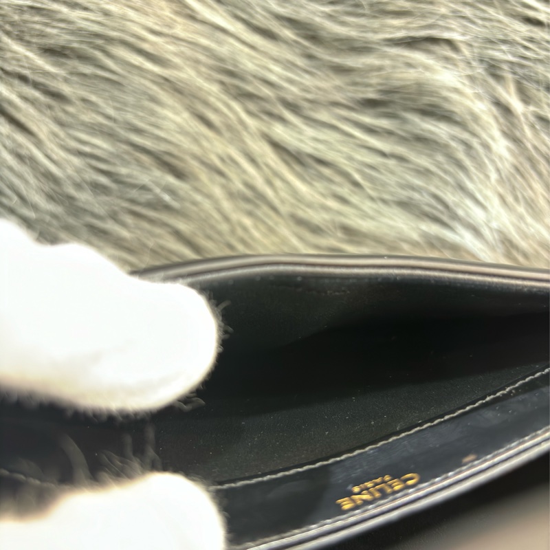 CELINE 110413 TEEN BESACE CLEA Box TRIOMPHE 凱旋門金釦 黑色牛皮 肩背包 斜背包手拿包-26