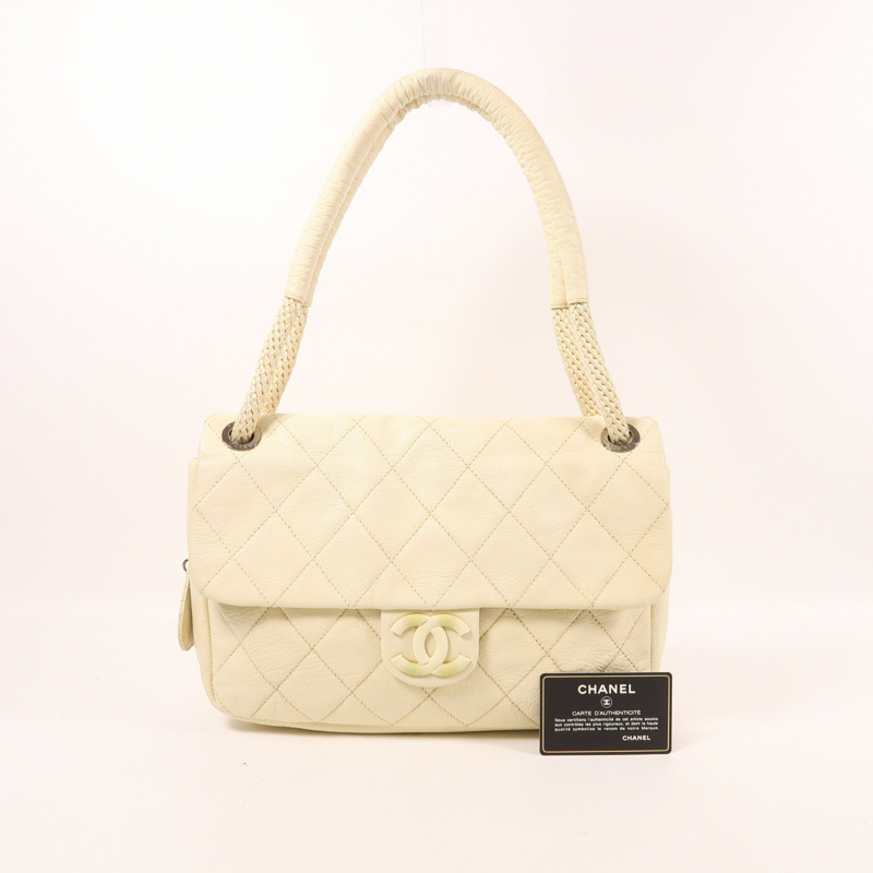 CHANEL 牛皮皮革Shoulder Bag銀扣肩背袋-10