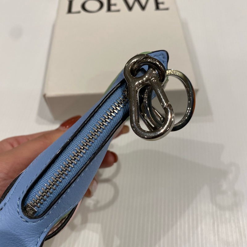 LOEWE撞色小鳥造型鑰匙圈零錢包-3