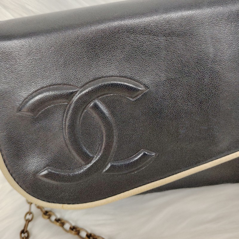 Chanel 香奈兒 中古 黑色牛皮翻蓋鏈條包（無鐳射標）-3