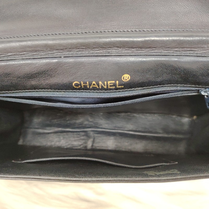 Chanel 香奈兒 中古 黑色牛皮翻蓋鏈條包（無鐳射標）-7