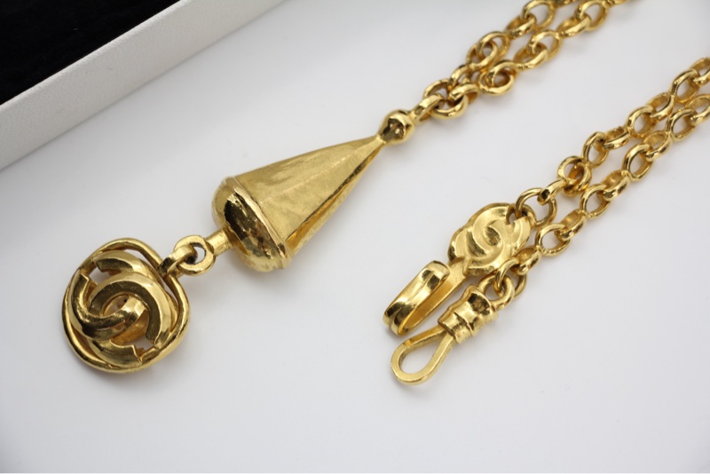 Chanel Vintage 96P鍍金圓錐形長頸鏈-5
