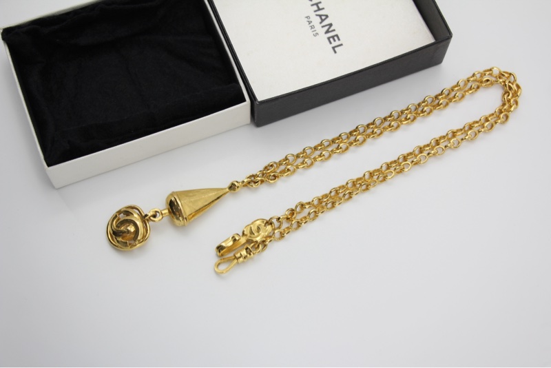 Chanel Vintage 96P鍍金圓錐形長頸鏈-7