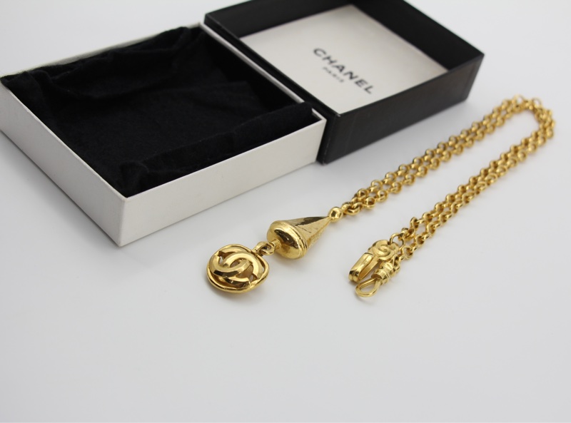 Chanel Vintage 96P鍍金圓錐形長頸鏈-8