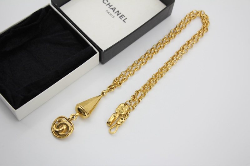 Chanel Vintage 96P鍍金圓錐形長頸鏈-9