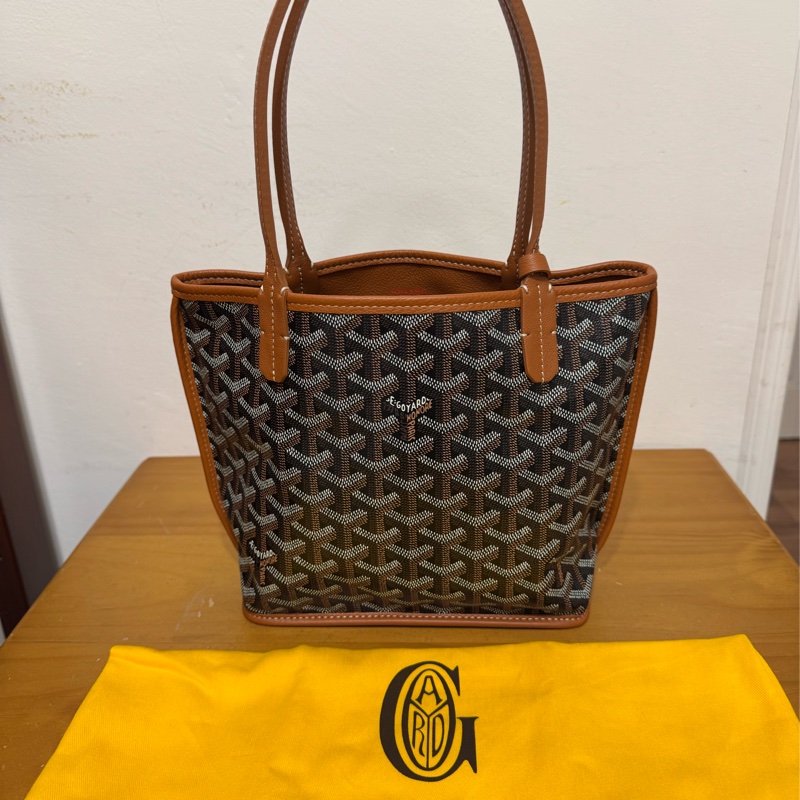 全新Goyard Anjou mini 黑棕 雙面mini tote（附全新內膽包）-0