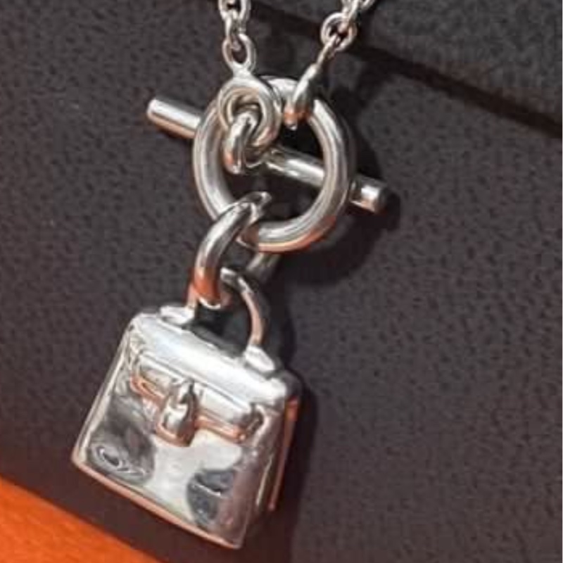 Hermes Kelly sliver necklace-5
