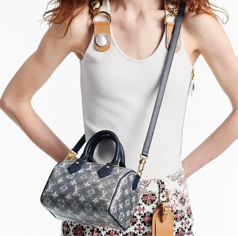 LV M23069 speedy 20 限量稀有炫彩丹寧配色波士頓手提斜背包-23