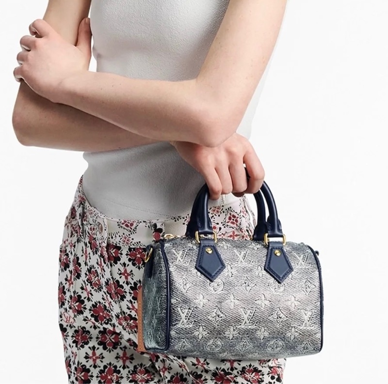 LV M23069 speedy 20 限量稀有炫彩丹寧配色波士頓手提斜背包-24