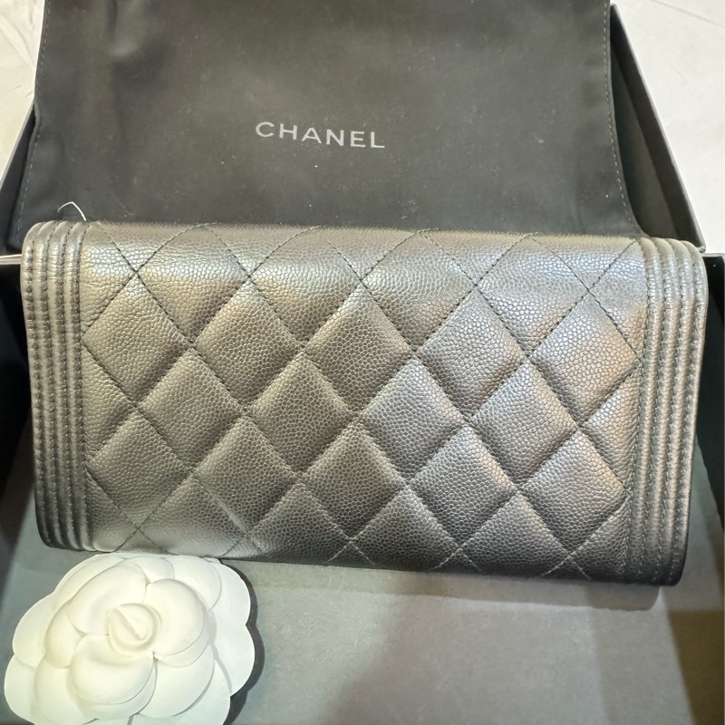 CHANEL 經典BOY系列荔枝紋牛皮長夾　-7