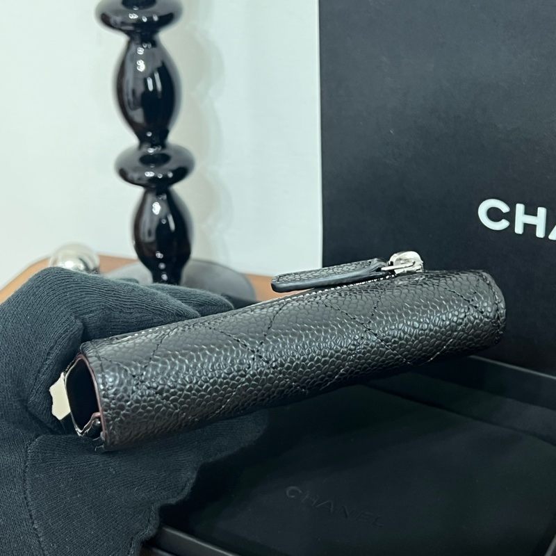 全新｜Chanel荔枝銀扣三折短夾 全配附購證-9