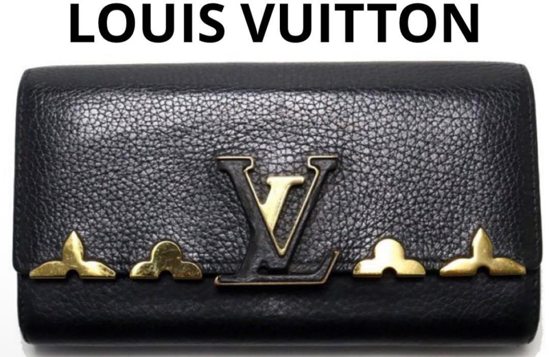 全新 百貨專櫃 LV黑色Capucines金屬邊 翻蓋長夾-6