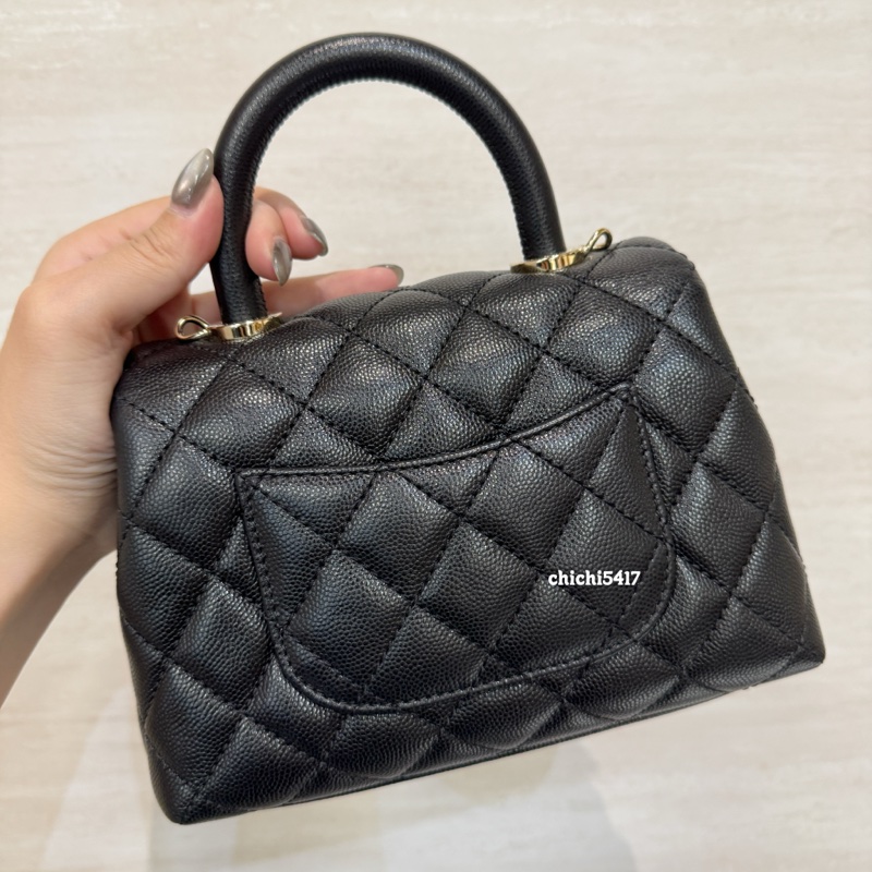 Chanel Mini CoCo Handle 黑金荔枝皮-1