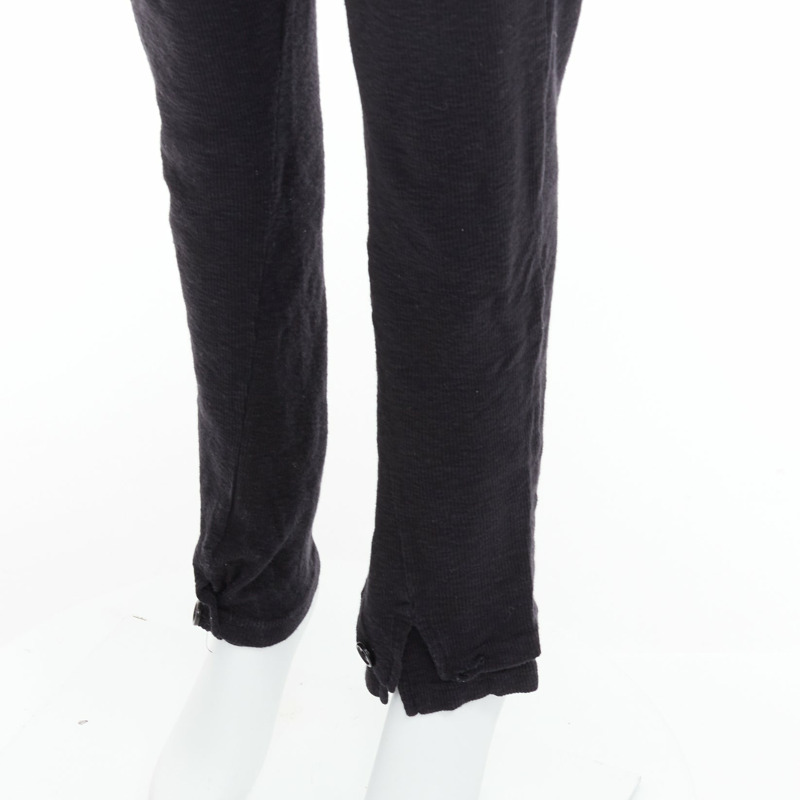 ANN DEMEULEMEESTER black cotton wool knit belted tapered pants S-6