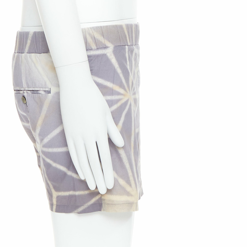 MARNI light purple cream abstract print elastic shorts IT46 S-3