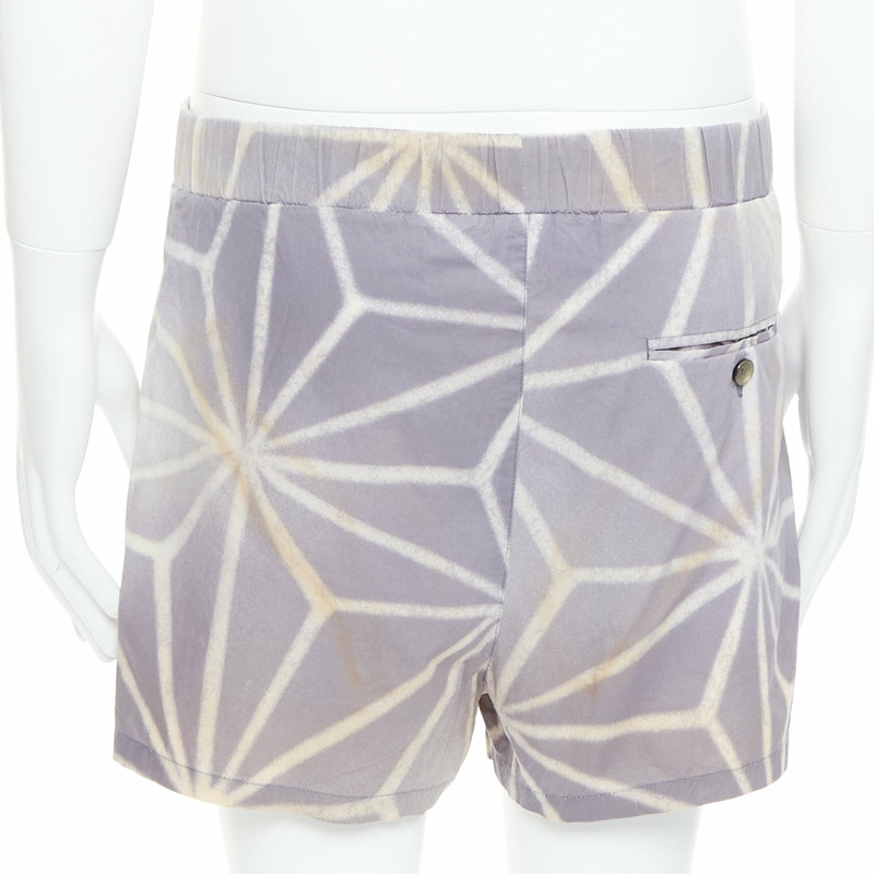 MARNI light purple cream abstract print elastic shorts IT46 S-4