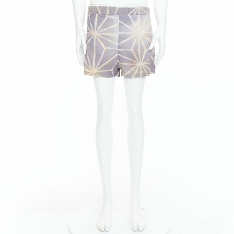 MARNI light purple cream abstract print elastic shorts IT46 S-9