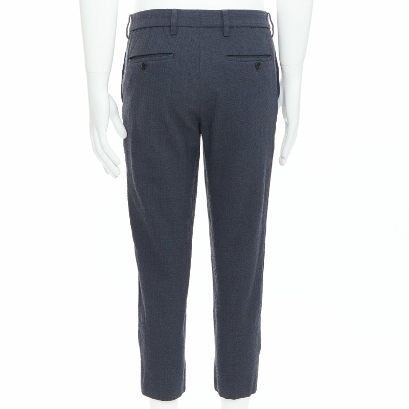 ISSEY MIYAKE MEN grey 100% wool textured cropped pants JP1 S-4