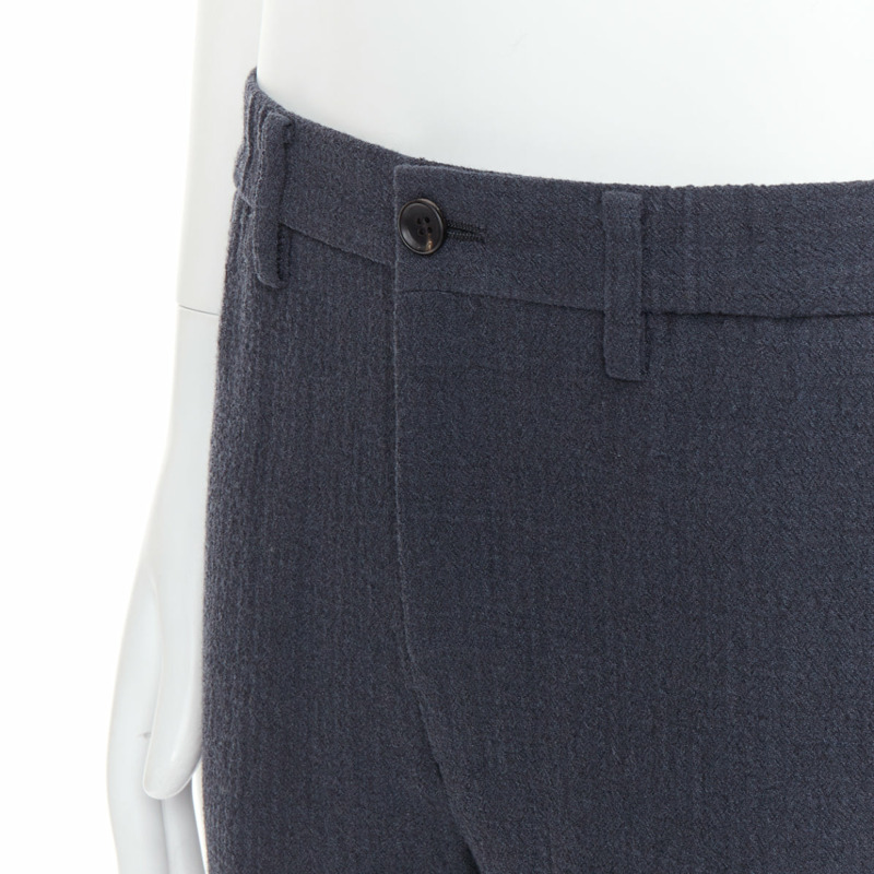 ISSEY MIYAKE MEN grey 100% wool textured cropped pants JP1 S-6
