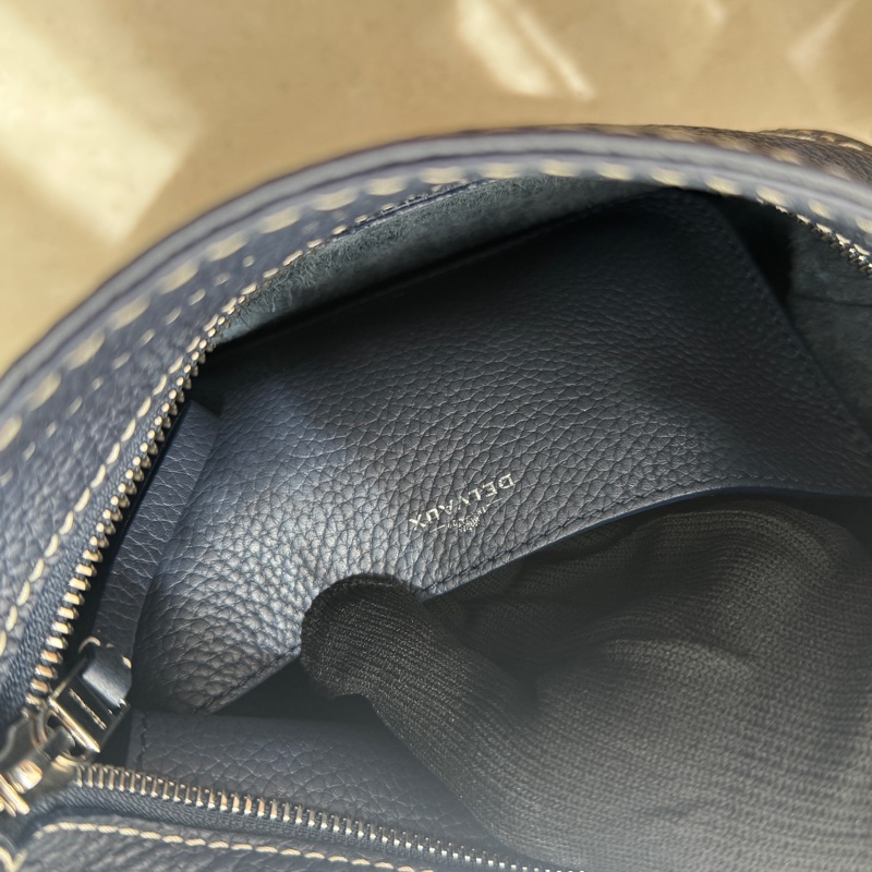 Delvaux 德爾沃 Pin Daily 中號 水桶包 深藍-6