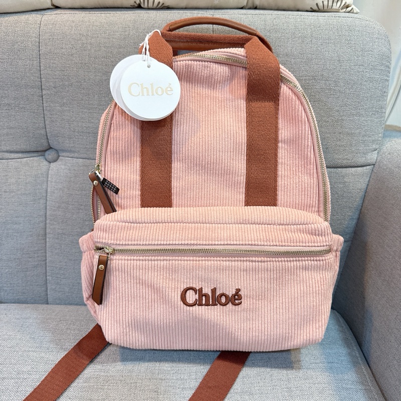 Chloé logo embroidered 粉後背包-0