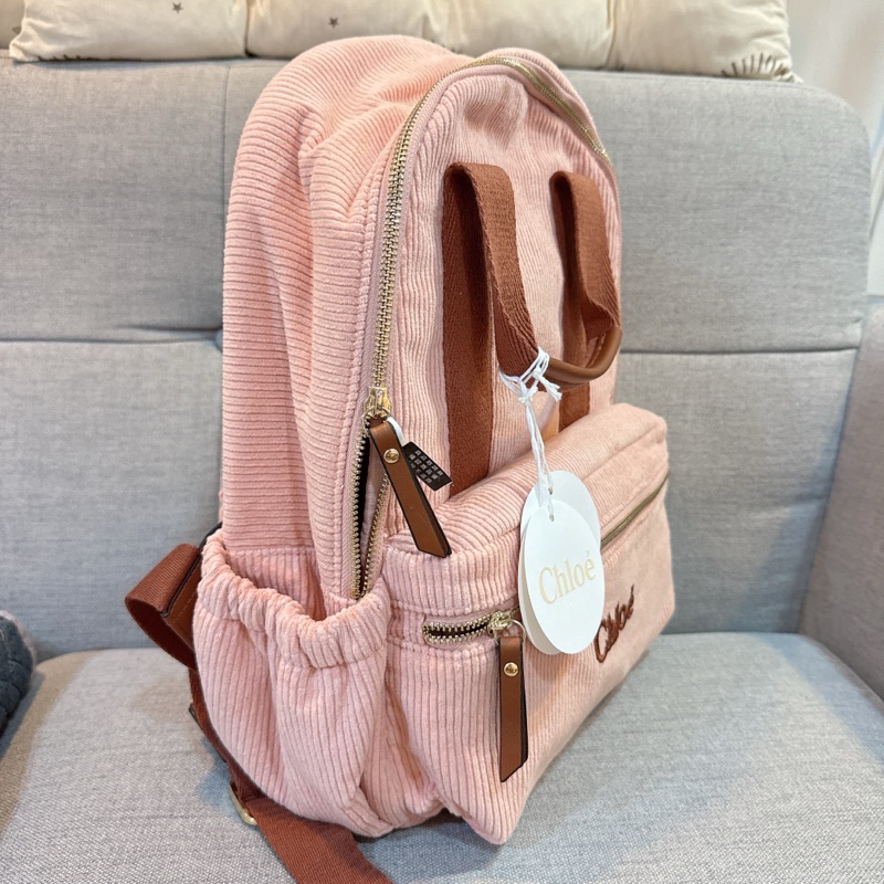 Chloé logo embroidered 粉後背包-1