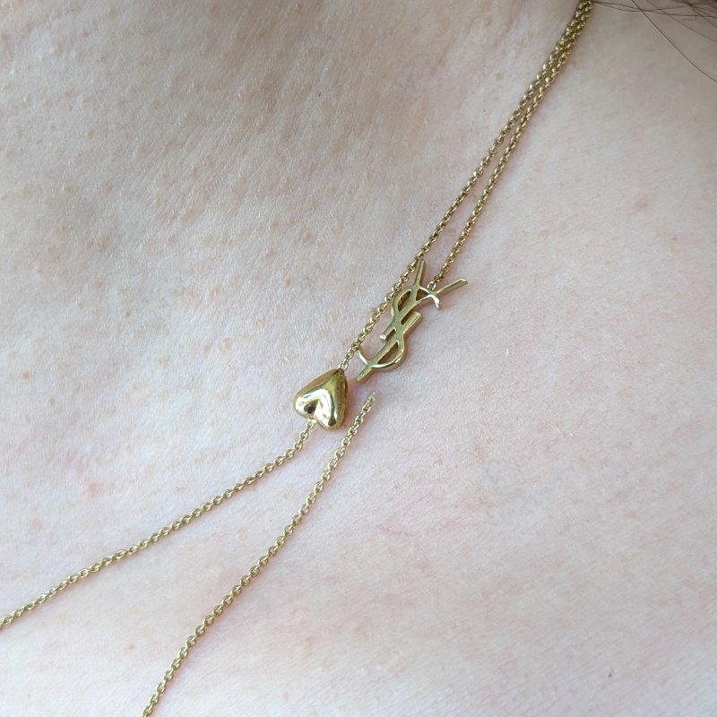 Saint Laurent YSL 愛心 鑽 LOGO 長鍊-1