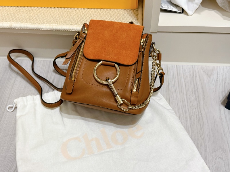 CHLOÉ TAN SUEDE CALFSKIN MINI FAYE BACKPACK-1