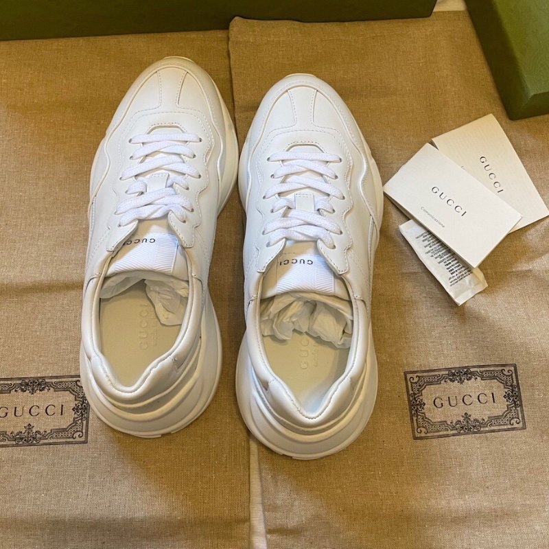 Gucci新款白色老爹鞋、後跟金色logo 超級百搭-2